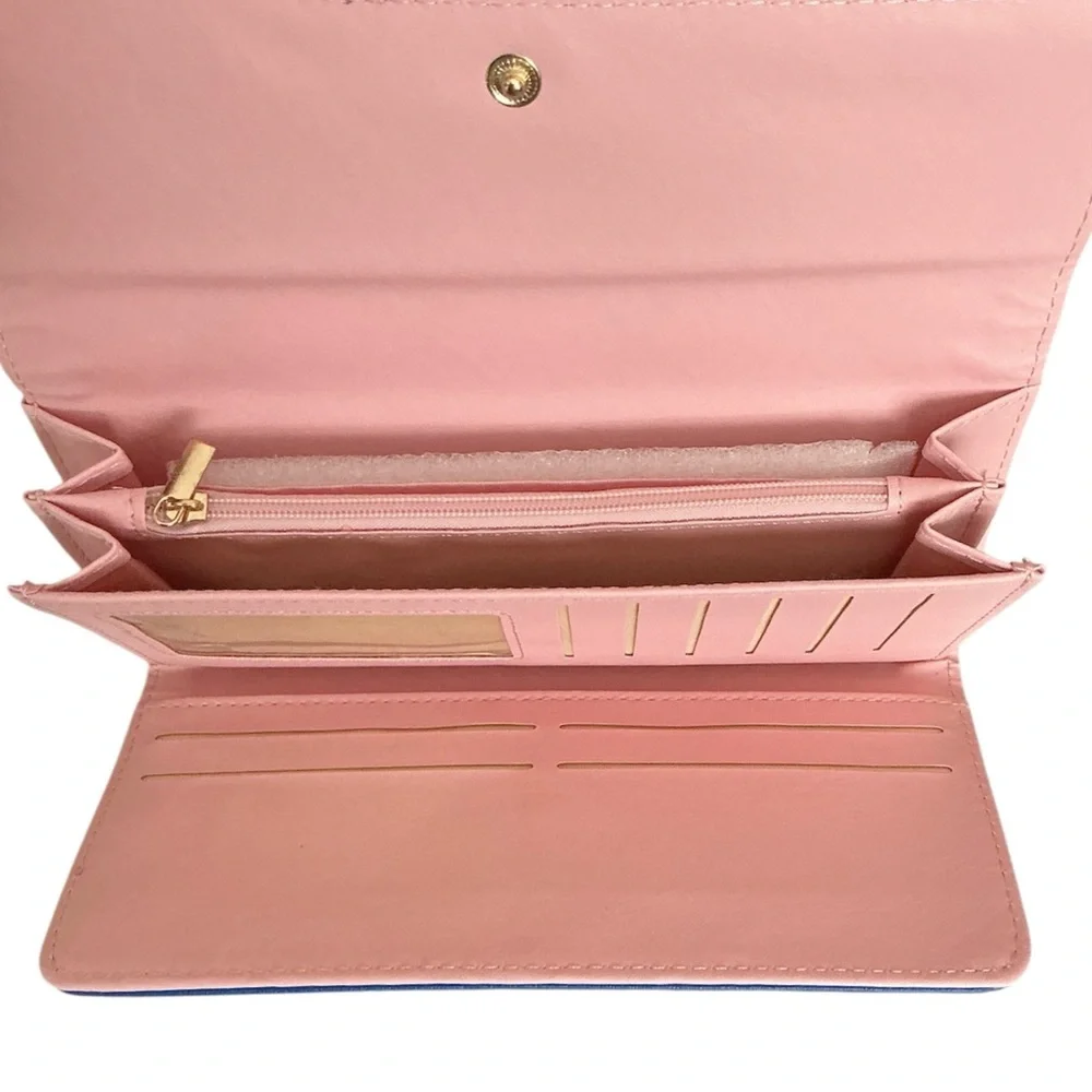 Blue Quilted Crown Accent Women's Wallet - Picture 4 of 5